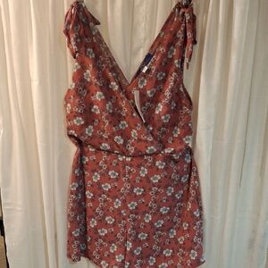 Floral Tie Strap Shorts Romper